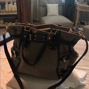 Michael Kors burlap and leather handbag